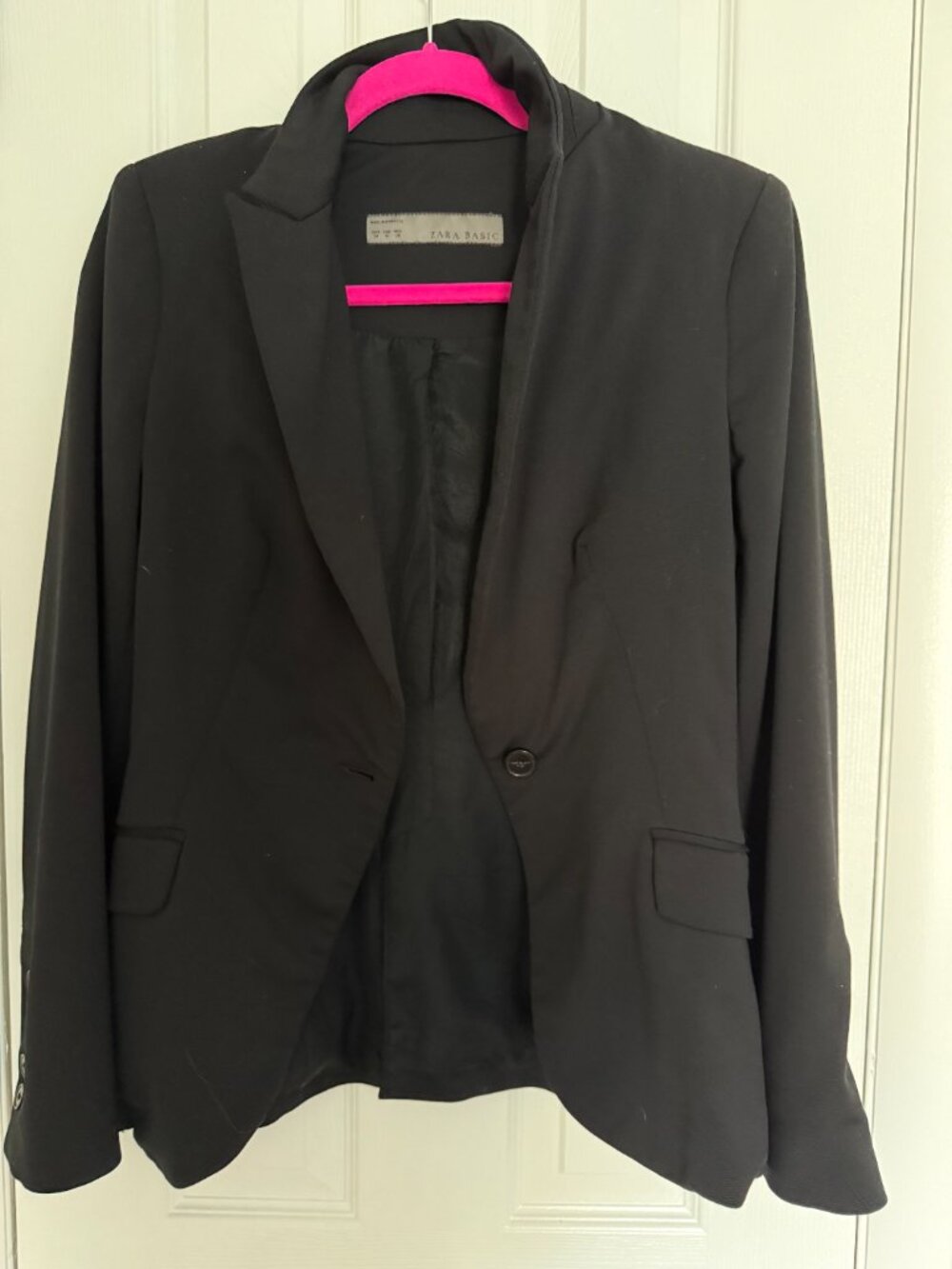 Zara Basic Black Single-Button Tailored Blazer Size Medium